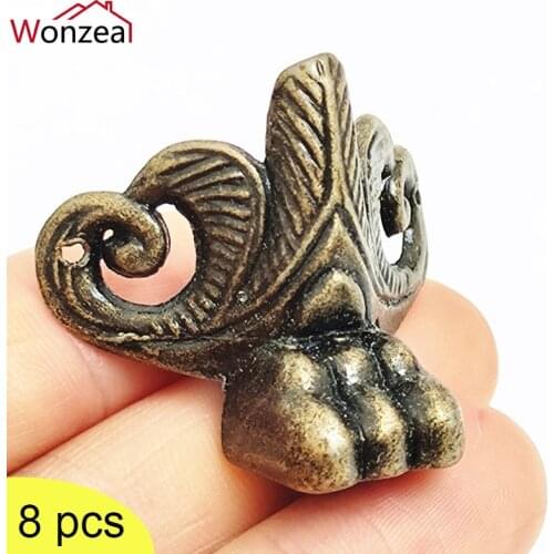 8pcs Antique Zinc Alloy Jewelry Wooden Box Decorative Bracket Desk Edge Furniture Leg Corner Protector China Craft Hardware