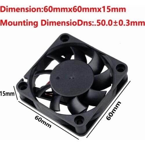 Gdstime 1 Piece 12V 60x60X15mm Dual Ball Radiator 60mm x 15mm DC Brushless Cooling Fan 6015 6cm 2Pin Computer PC CPU Cooler