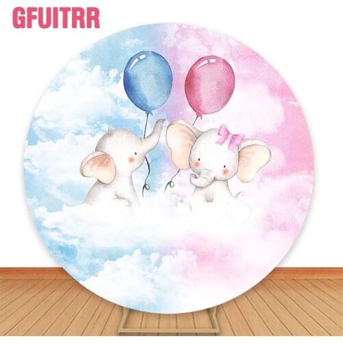 GFUITRR Gender Reveal Photography Baby Shower Photo Backgrounds Boys Or Girls Round Elastic Photo Booth Props