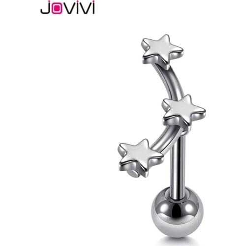 JOVIVI Ear Stud Stainless Steel Star Helix Cartilage Tragus Ear Stud Earrings Body Piercing Silver Color Ear Piercing Jewelry