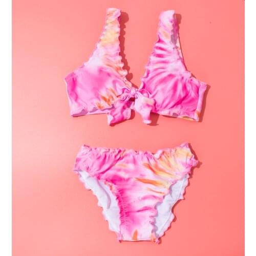 6-14 Years Dot Girls Swimsuit Falbala Kids Bikinis Summer Girls Swimwear Bikini 2020 Children Biquini Infantil Bathing Suit A365