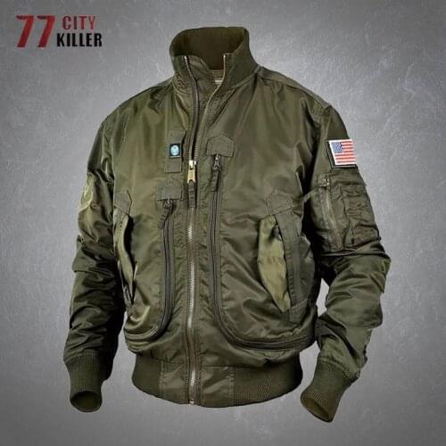 Military Tactical Pilot Jacket Men Casual Multiple Pockets Short Windbreaker Male Commute Combat Flight Bomber Army Jackets Mens