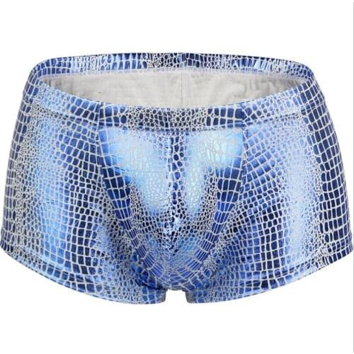 Fashion Men Snake Printed Boxer Bulge Pouch U Convex Underwear Polyester Low-waist Underpants