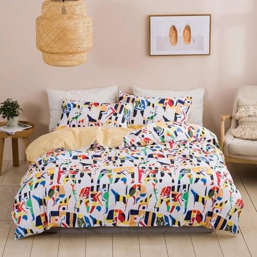 Geometric Pattern King Size Bedding Sets Colorful Warm Home Textil Pillowcase Single Double Queen Size parure de lit T289