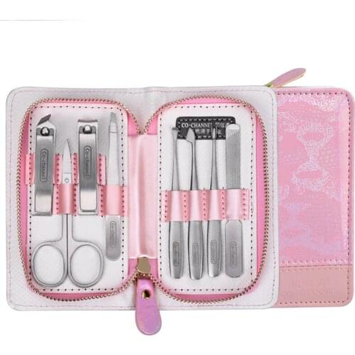 Manicure Kits 8 in 1 Stainless Steel Cuticle Nippers Professional Nail Clippers Home Scissors Cutter Travel Set Care Tools