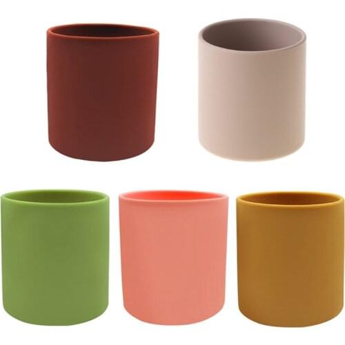 BPA-free Baby Silicone Water Cup Portable Kids Heat-resistant Training Drinkware U7EE