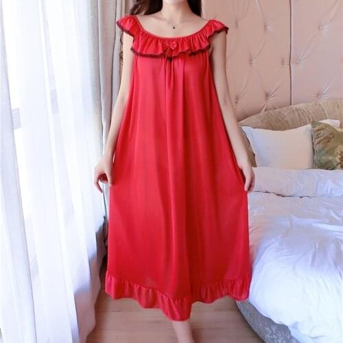 Plus Size 4XL Womens Silk Clothing Nightgowns Ladies Sexy Lace Sleepwear Summer Girls Sleeveless Sleepdress Sleepshirts
