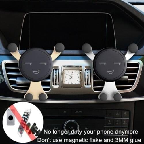 2021 New Phone Holder Car Air Vent Gravity Mount Cradle Stand Holder 360° Rotation Desktop Stand Antiskid Universal Smile Face