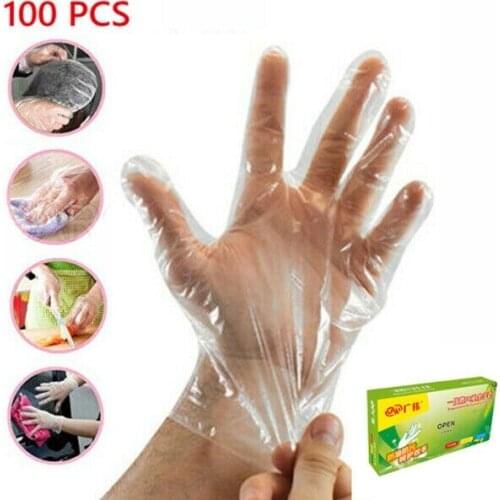 100x Disposable Plastic Gloves Polythene Boxed Food Prep Food Safe Gloves for Kitchen Cooking Cleaning