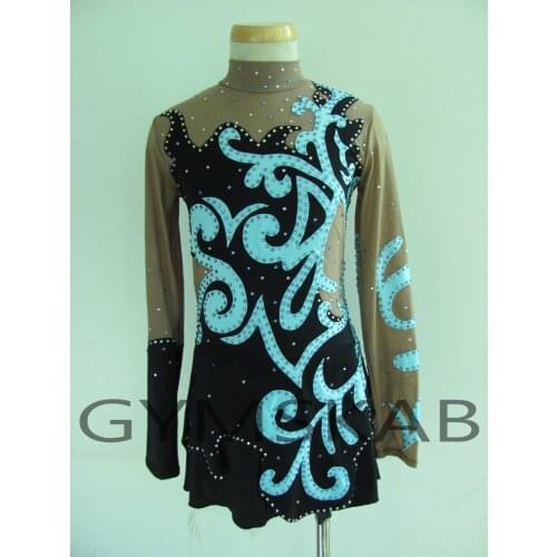 2018 Contrast Color Figure Skating Dress Womens Girls Customized Ice Skating Dress Long-sleeved Gymnastics Costume 8101