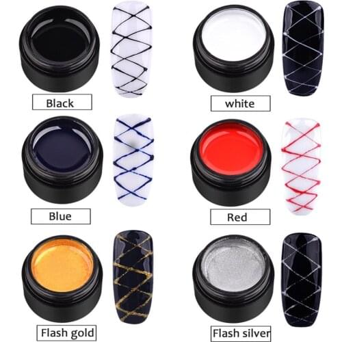 6Color/set Draw Spider Painting Gel Easy Apply Nail Art Design Soak off UV Gel