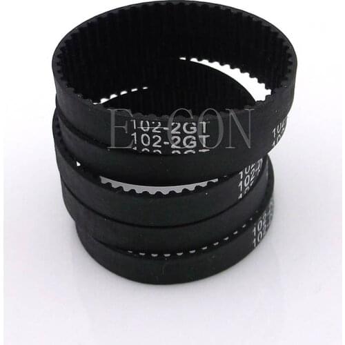 5pcs /lot 102-GT2 Loop Timing Belt Width 6mm GT2 Belt Rubber Fiberglass Inner Length 102mm 51 Teeth for GT2 Timing Pulley