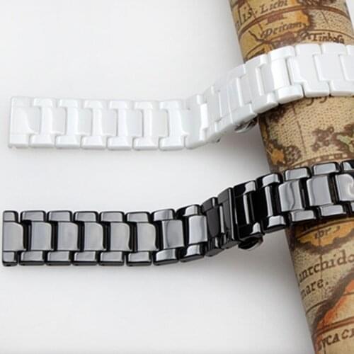 14 16 18 20 22mm Ceramic Watch Band for Samsung Gear S3 Classic Frontier Steel Butterfly Buckle Strap Wrist Belt Link Bracelet