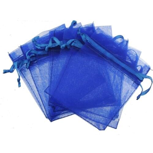 Drawstring packet handcrafts jewelry display pack ventilate dark blue rectangle diy candy present bags bright-coloured 70x90mm