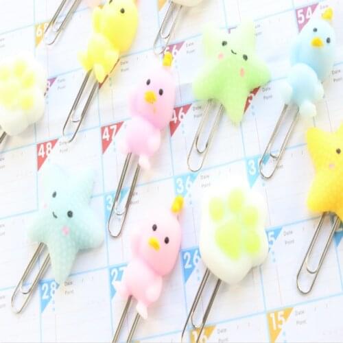 School stationery cartoon soft rubber paper clip 12 colors optional