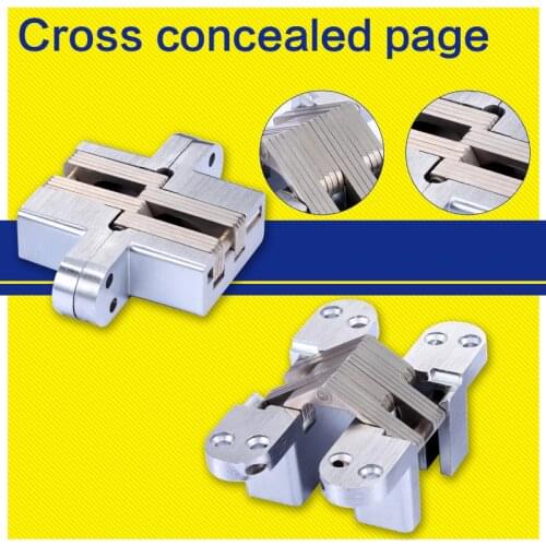 Myhomera Stainless Steel Hidden Hinges 15kg 13*60mm Built-in Concealed Cross Heavy-loading Folding Door Hinge Furniture Hardware