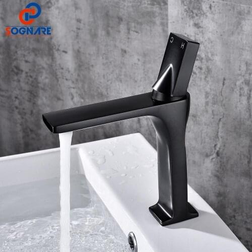 SOGANRE Basin Faucets Black Oil Rubbed Bronze Brass Bathroom Faucet Single Handle Bath Sink Cold Hot Water Mixer Tap torneiras