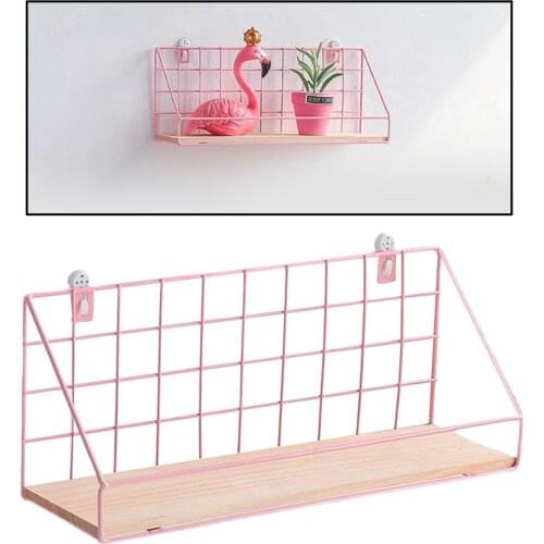 Modern Floating Wall Retro Industrial Style Metal Shelf Rack Large Pink