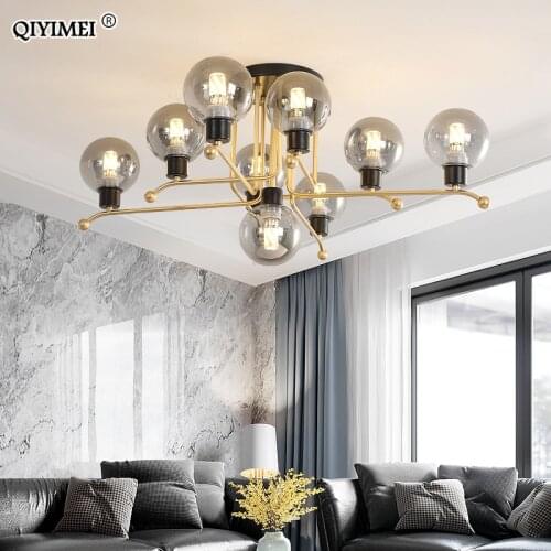 Modern Led Chandelier Lights For Living Dining Room Bedroom Lighting Wrought Iron Glass Lamp Luminaire 5 7 9 Heads AC 90-260V