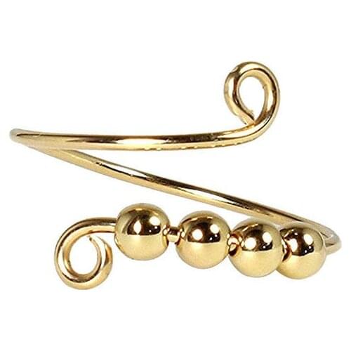 Fidget Ring Spinner Single Coil Spiral Fidget Ring Beads Fidget Beads Rotatable Ring Stress Anxiety Ring for Girl Women BFF