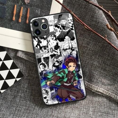 Tanjiro Kamado Kimetsu No Yaiba Anime Soft Silicon Glass Phone Case for IPhone SE 6s 7 8 Plus X Xr Xs 11 12 Mini Pro Max Samsung