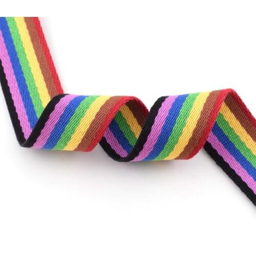 Fabric Belt Accessory 38mm Rainbow Webbing Purse Straps Canvas Webbing Key Fobs Strap Dog Collar Webbing Bag Strap Making