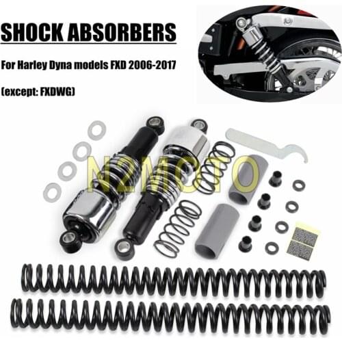 For Harley Dyna FXD Street Bob Super Glide 06-17 Drop-in Fork Springs Motorcycle 10.5" Shock Absorbers Rear Lowering Slammer Kit