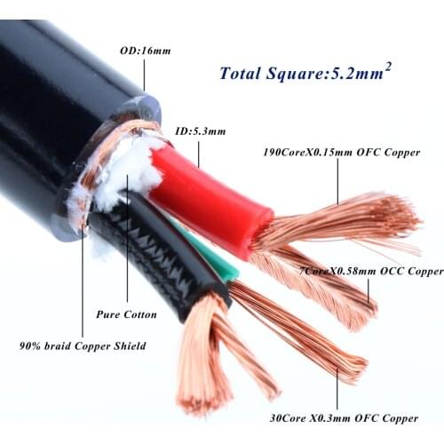 Yter OCC Single Crystal Copper 10AWG Best Perfprmance AC Power Cord Audio Power Cord Wire Cable Hifi Power Cable