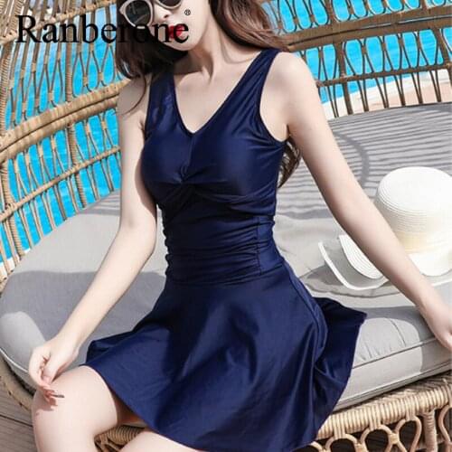 Ranberone Swimwear Women 2021 One Piece Suit Swimsuit Ladies Black Bathing Suits Bodysuit Push Up Beachwear Sexy Beach Dress