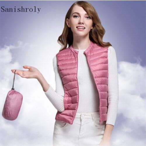 2021 Autumn Winter Women Ultra Light 90% White Duck Down Vest Coat Female O Neck Sleeveless Tank Waistcoat Slim Windproof Jacket