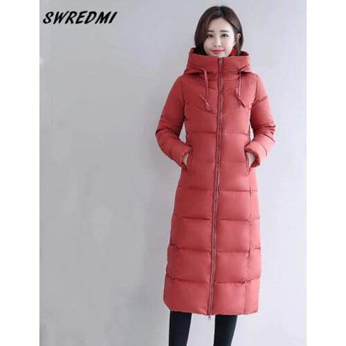SWREDMI Winter Coat Women Oversize S-5XL 6XL Hooded Warm Coat Winter Jacket Women X-Long Female Thick Cotton Padded Jacket Coat