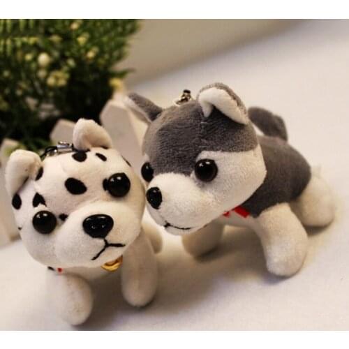 10PCS 8cm Simulation Husky Dog Baby Decoration Bag Plush Mini Pendant Keychain Doll Ring Toy