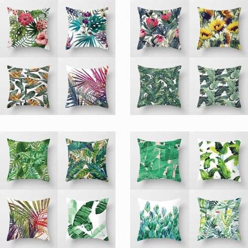 16 colors pillow case hot saleTropical Green Plant Leaves Flower Linen Cover Pillow Case green print pillowcases pp19