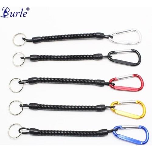 2Pcs/Lot Aluminum Alloy Buckle Fishing Tools 19Cm Retention Rope Safety Rope Plastic Elastic Rope Line