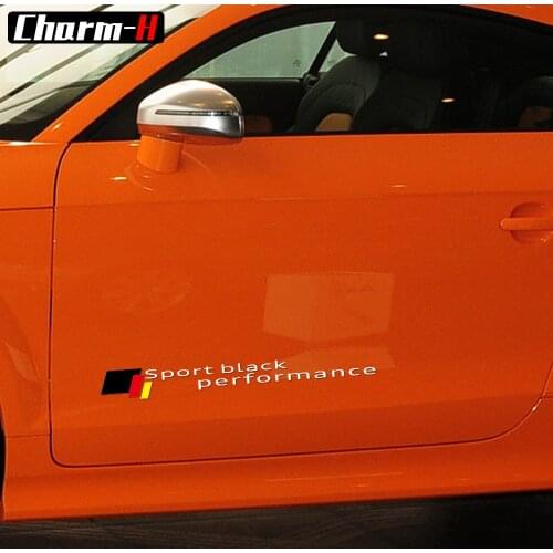 2pcs Sport Racing Door Stickers Side Decals for audi a3 a4 a5 a6 q5 q7 b6 b7 b8 c5 c6 c7 tt rs3 rs5 rs6 rs7 r8 Black Performance