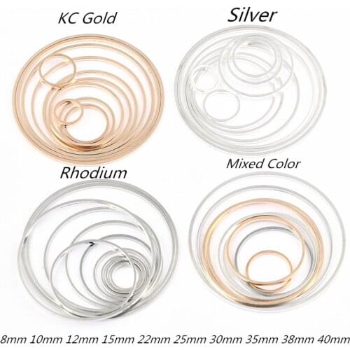 20Pcs/Lot KC Gold Rings For DIY Earrings Making Round Circle Earring Pendant Jewelry Accessories Findings 20mm 25mm 35mm 40mm