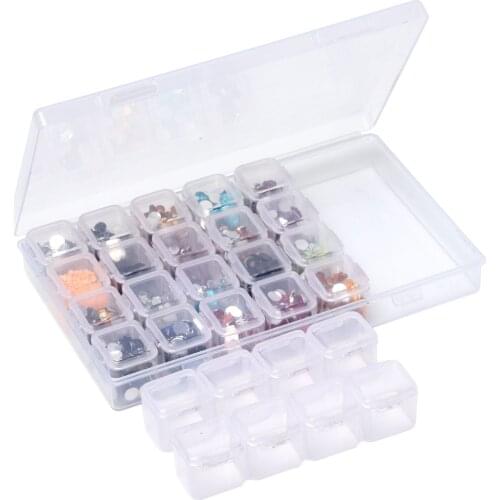 28 Independent Lattice Nail Storage Box Organizer Transparent Plastic Jewelry Fish Hook Container Case Sundries Pill Separator