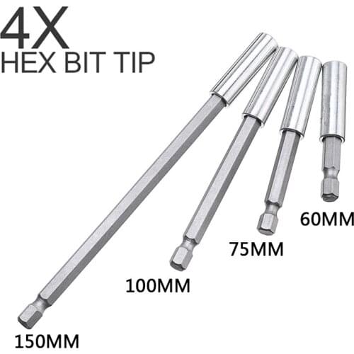 4Pcs Extension Bit Holder Socket Bit Adapter Set Hex Impact Drill Bits Driver Bar Wrench Extension Bit Quick Change Hand Tool