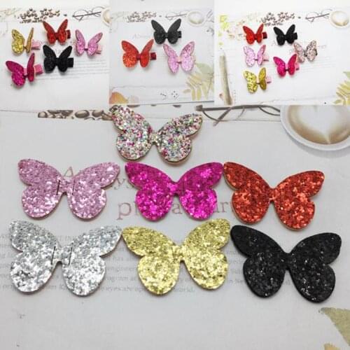 Sew on Mix Color Glitter patches for Clothes 3x5cm Padded Butterfly Shape 40pcs diy hair clip jewerly accessories