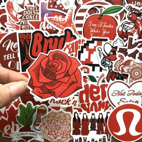 50Pcs Red Anime Graffiti Sticker Cartoon Waterproof Vinyl DIY To Laptop Phone frige Luggage Skateboard Decals For Macbook/Huawei