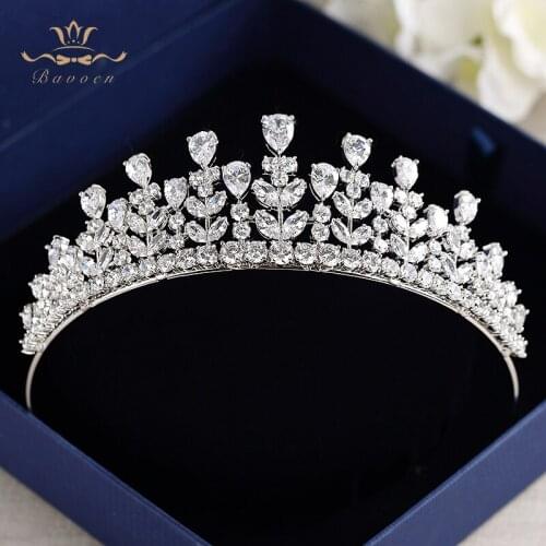 Bavoen Bridal High quality Luxurious Clear Zircon Wedding Tiaras Crowns Crystal Wedding Hair accessories Bridesmaid Hairbands