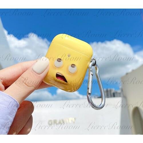 LierreRoom Caroon Funy Shocking Memo Design Soft Silicone Protection Case For AirPods 1 2 Pro Anti-Shock Pre-set Hole For Strap