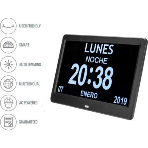 Wifi 10'' LED Digital Calendar Alarm Day/Week/Month/Year Clock Gift Dementia Alzheimer Memory Loss Large Date Time