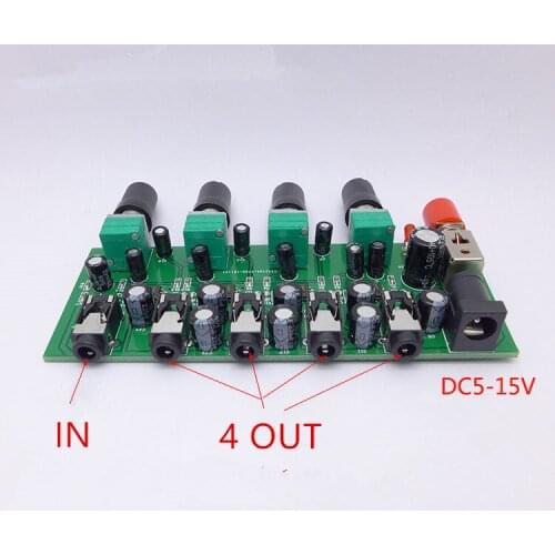 Stereo Audio Signal Distributor 1 In 4 OUT Headphone Amplifier Distributor