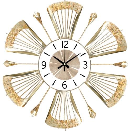 European Luxury Wrought Iron Wall Clocks Home Livingroom TV 3D Wall Sticker Crafts Hotel Restaurant Wall Clock Mural Decoration