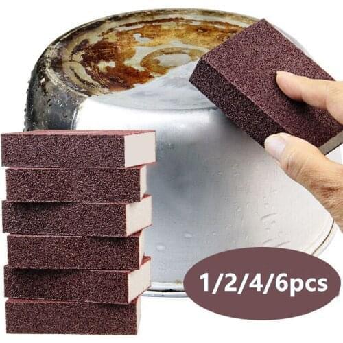 1/2/4/6Pcs Kitchen Cleaning Sponge Pad Household Cleaning Tools Kitchen Utensils Accessory Dishwashing Emery Carborundum Sponge
