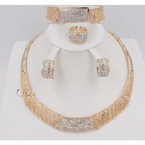 Indian Dubai Jewelry Sets African Beads Jewelry Set For Women Wedding Bridal Jewelry Sets Imitation Crystal Jewellery Set