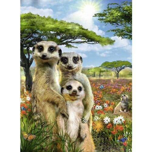 Full Square/Round Drill 5D DIY Diamond Painting "Meerkat Family" 3D Rhinestones Embroidery Cross Stitch 5D Home Decor Gift