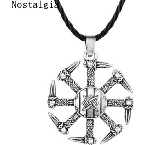 Viking Svarog Square Pendant Star Rus Slavic Paganism Kolovrat Pendant Necklaces wheel Charm Talisman Wicca Jewelry