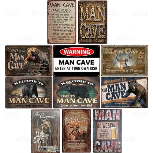 Man Cave Rule Metal Tin Sign Vintage Bar Wall Painting Plaque Man Cave Decoration Art Poster Home Decor Wall Art Painting 20x30c